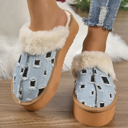 Casual Living Patchwork Round Keep Warm Comfortable Shoes