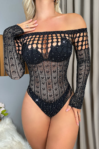 Sexy Solid Hollowed Out See-through Hot Drill Lingerie