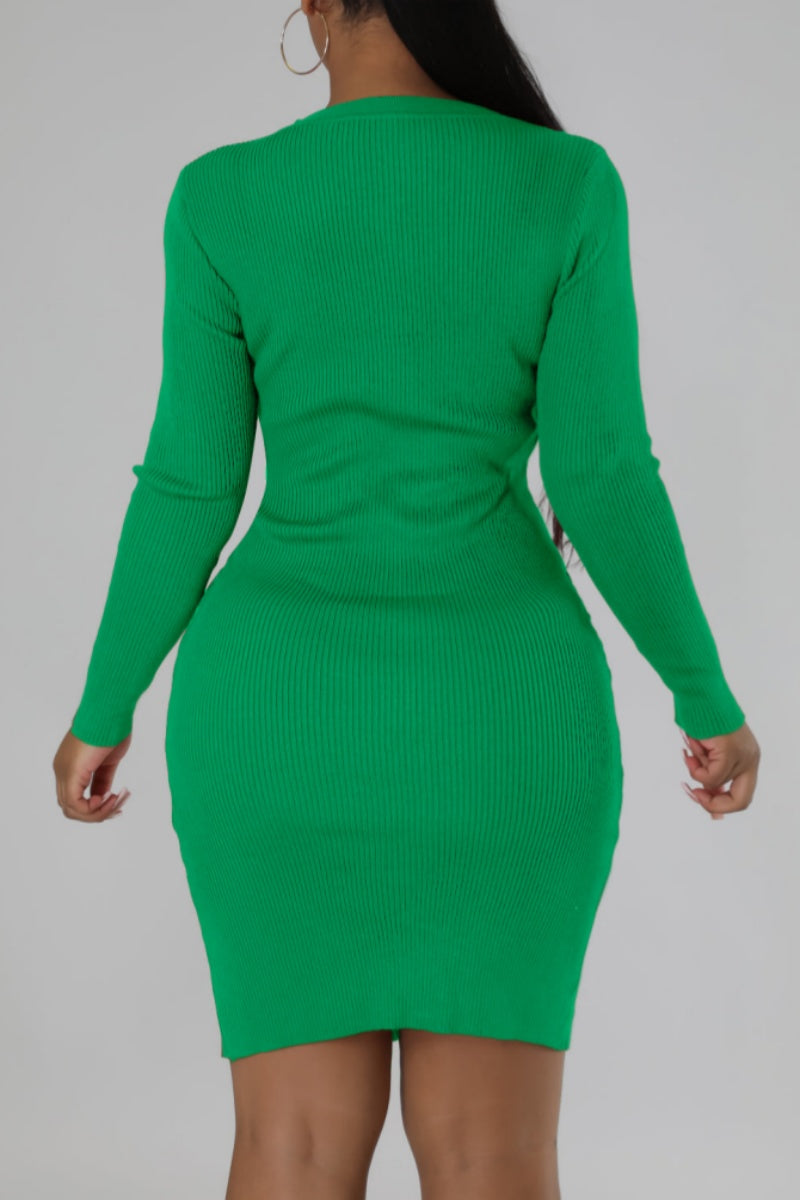 Casual Solid Basic O Neck Long Sleeve Dresses