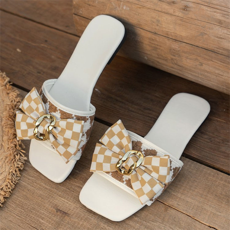 Casual Patchwork With Bow Square Comfortable Out Door Shoes