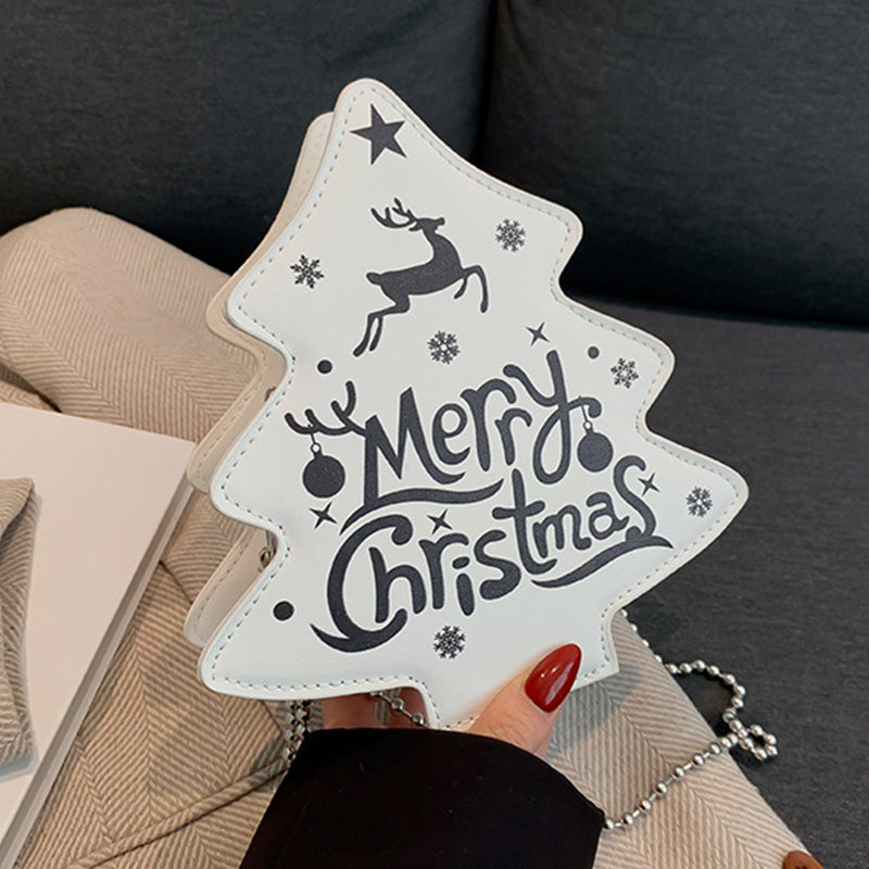 Casual Letter Print Christmas Tree Patchwork Bags