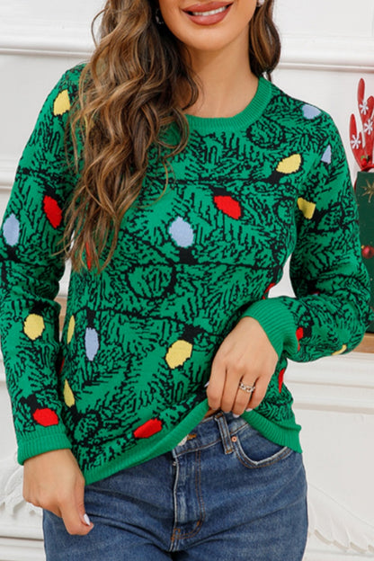 Casual Christmas Tree Basic O Neck Tops