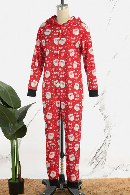 Living Print Patchwork Zipper Christmas Day Sleepwear